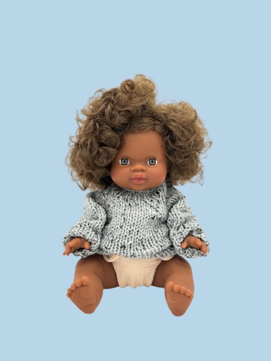 Knitted baby doll clothes for winter warmth