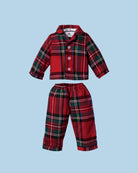 Imperial Tartan doll pajamas in red Scottish plaid matching children's sleepwear for 18-inch dolls