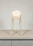 Konges Sløjd Mirage doll high chair with red tulip print and blue scalloped border