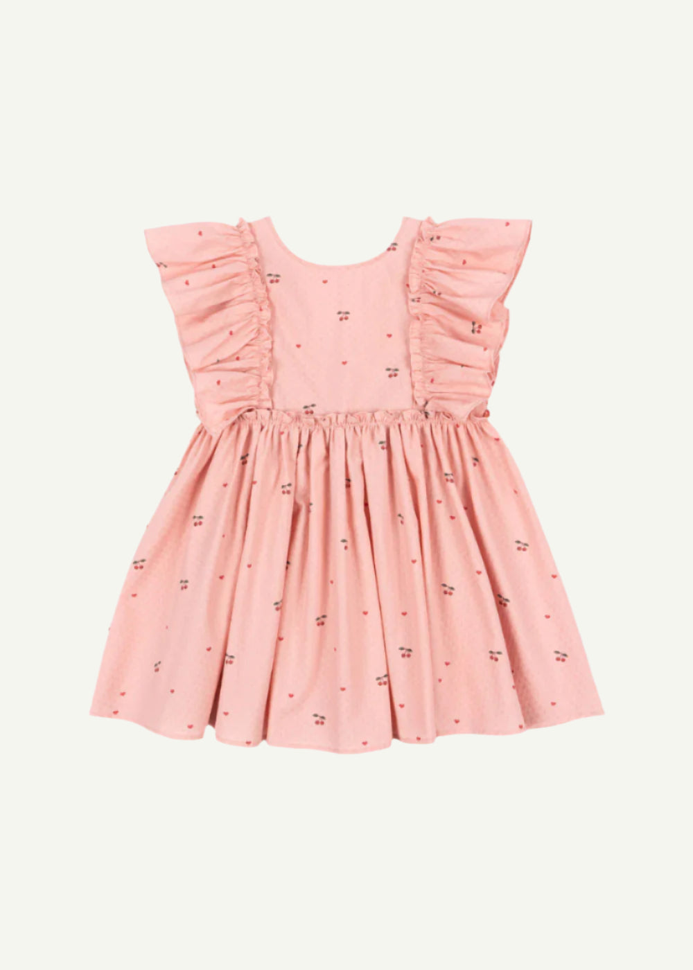 Evia Bow Dress: Organic Cotton Cherry Print Dress with Back
