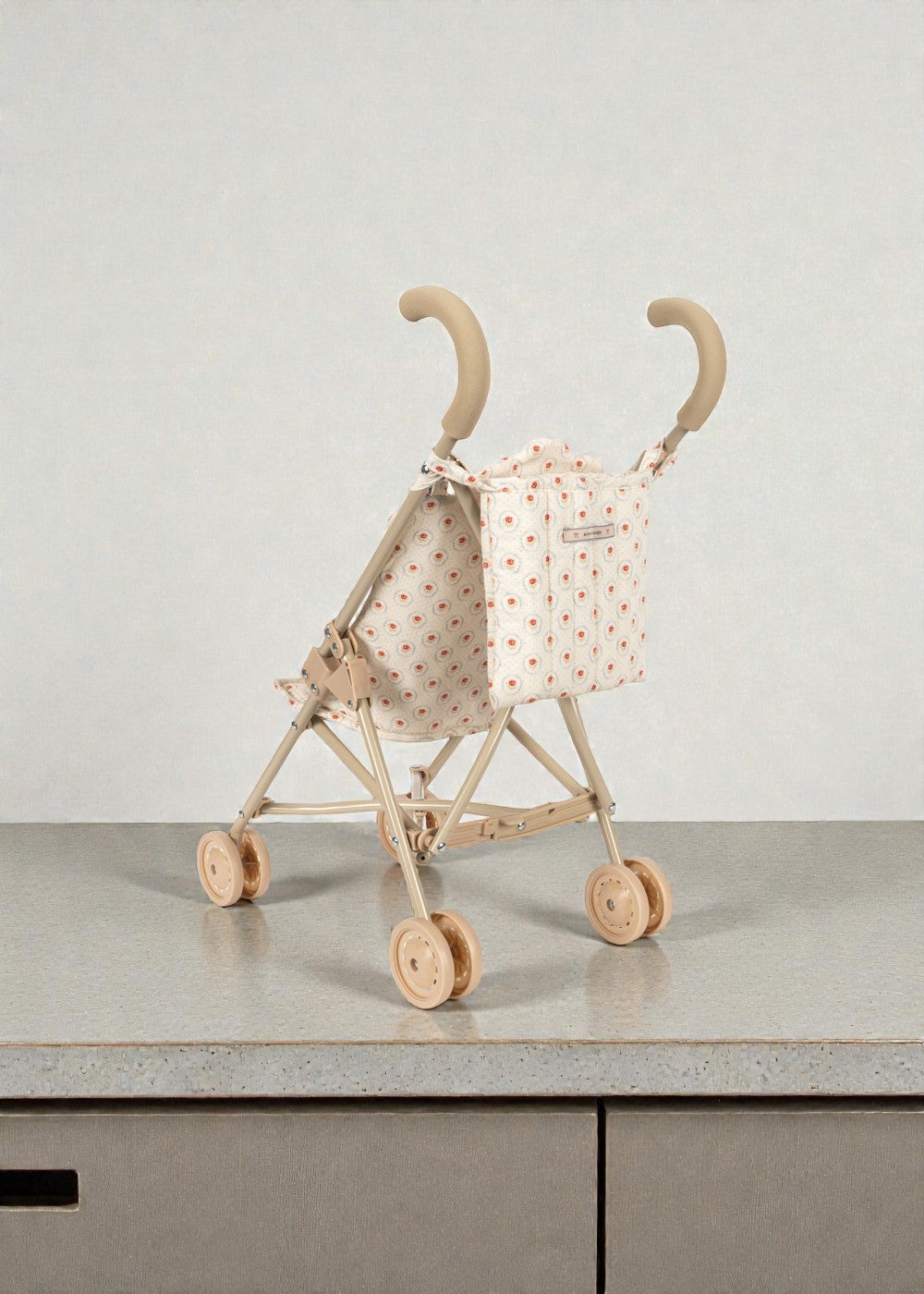 Danish design baby buggy with removable washable fabric and smooth rolling wheels