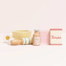 Complete baking set showing all accessories and ingredients included