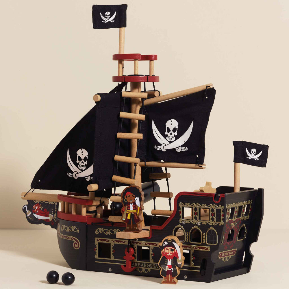 Award-winning toy pirate ship with firing cannon and interactive features