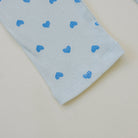 Stretchy cotton spandex kids comfort wear in soft pink with blue heart design