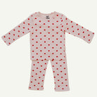 Valentine Rose Hearts ribbed cotton play set with red heart print on blush pink for kids