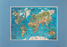 World map puzzle on a blue background