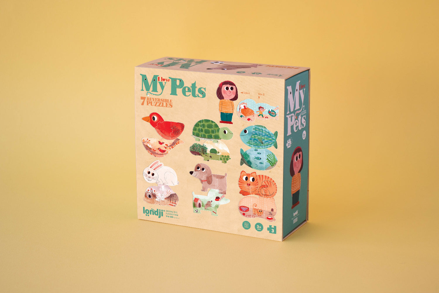 Londji I Love My Pets puzzle box for toddler reversible puzzles