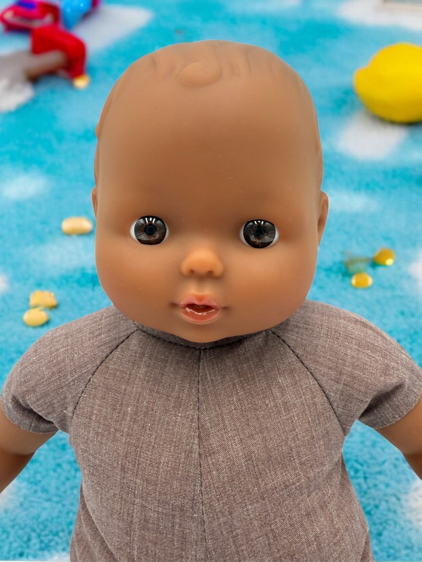 Close up of African American baby doll