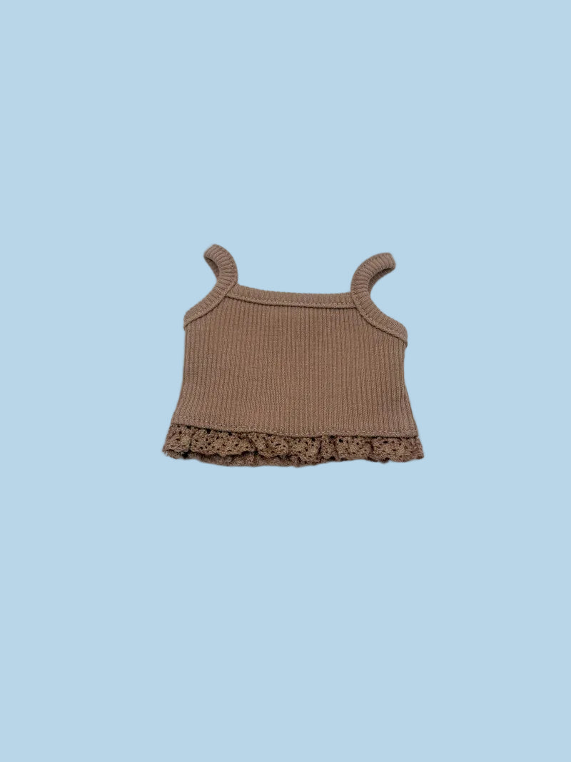 Brown tank top with lace trim