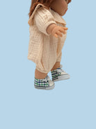 Plaid canvas doll sneakers Minikane functional laces 13 inch high-top