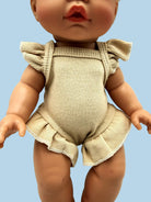 Oat Waffle Ruffle Romper Close Up