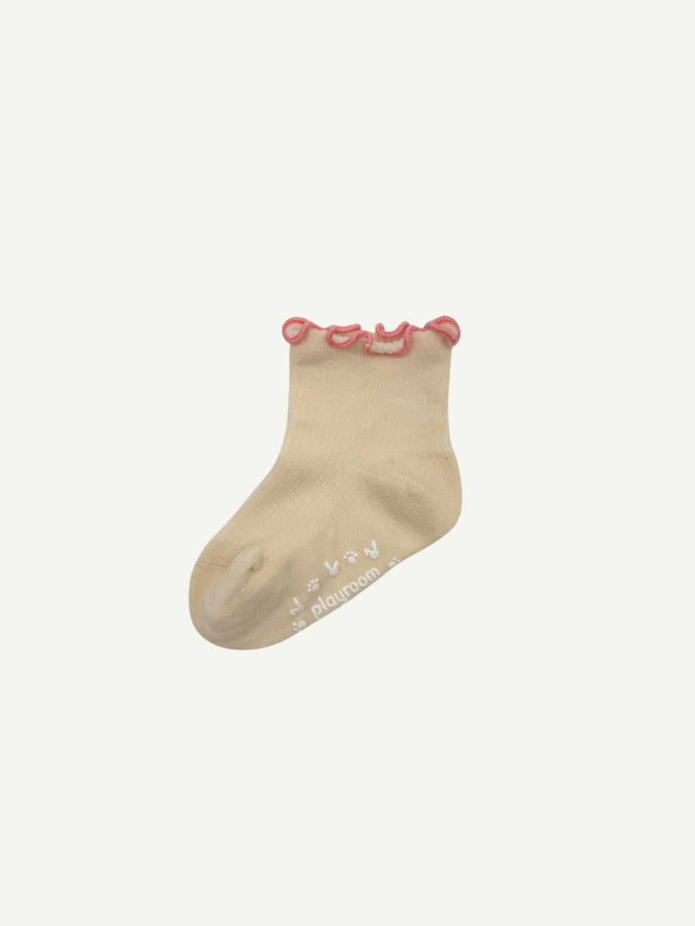 Petal pink ruffle socks for toddlers with grip soles and reinforced construction
