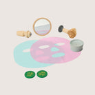 PlanToys My Spa Time play set wooden toy with pink and blue face masks and mirror
