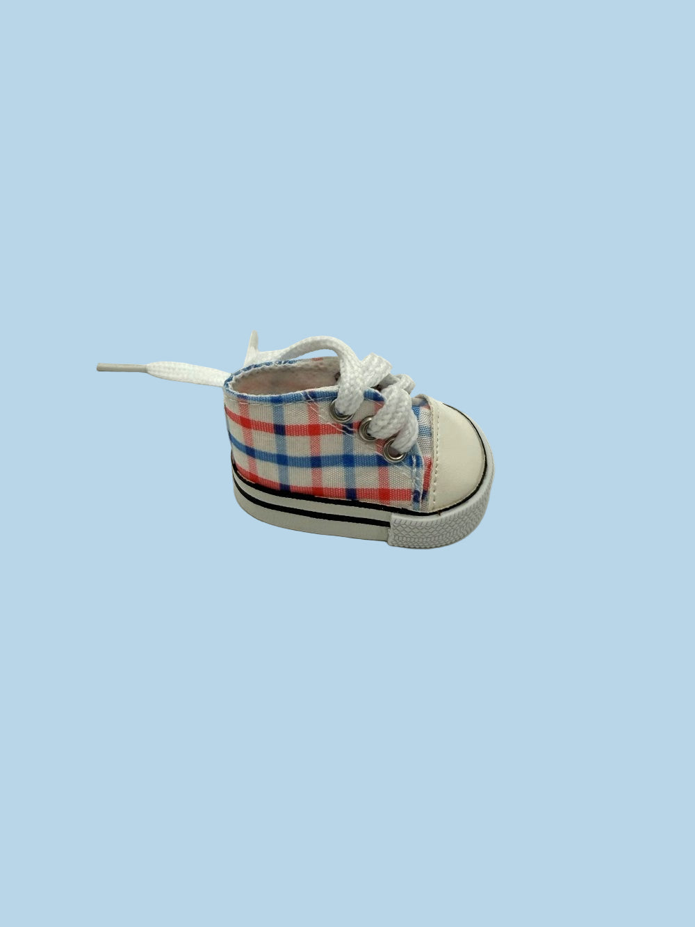 Red plaid doll shoes canvas sneakers operational laces 13 inch Minikane quality