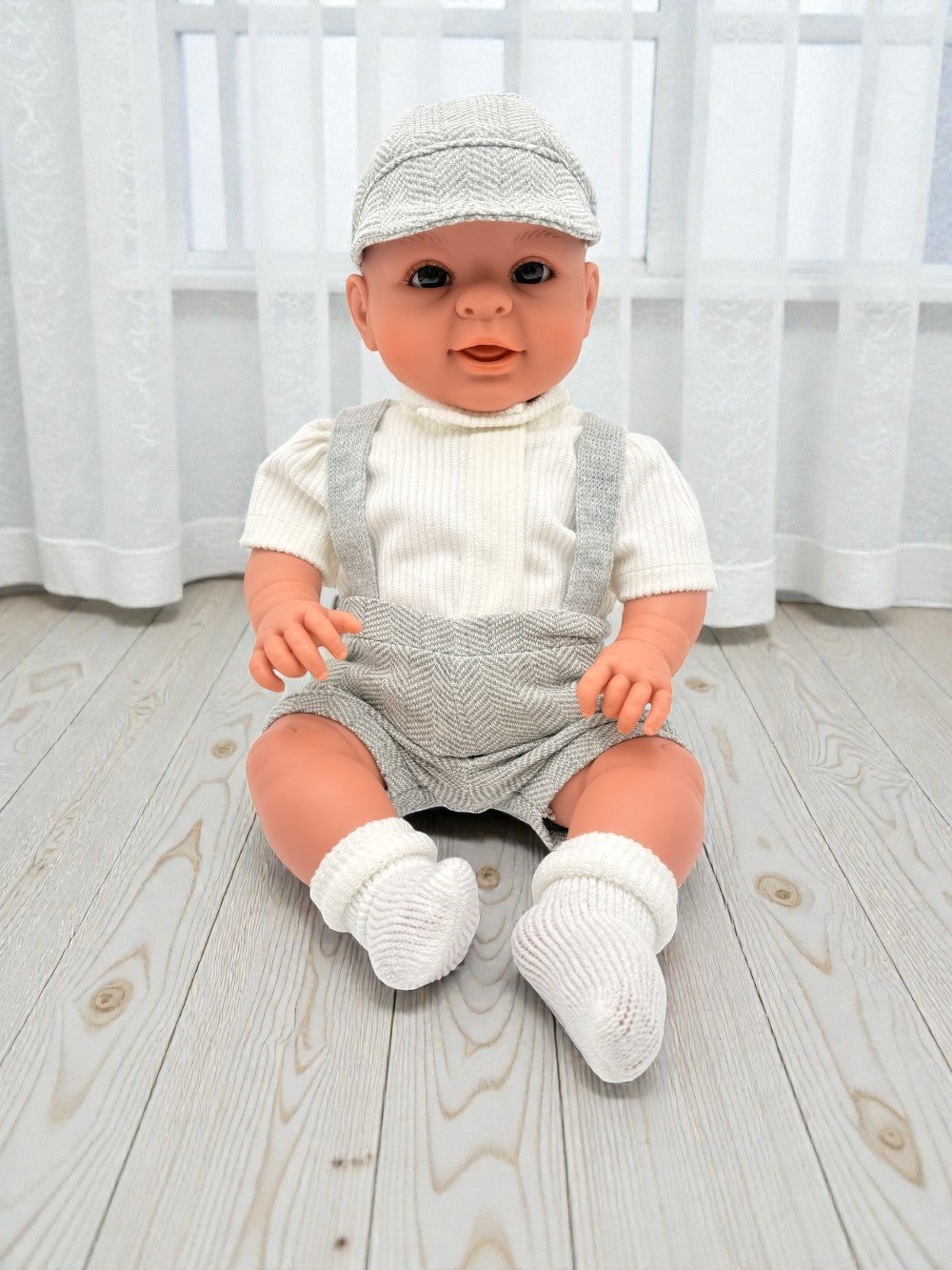 Spanish artisan-made baby boy doll featuring 60-day handwork and phthalate-free materials