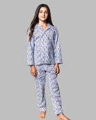 Kid's Twill Pajama Set in Fleur D'Azur