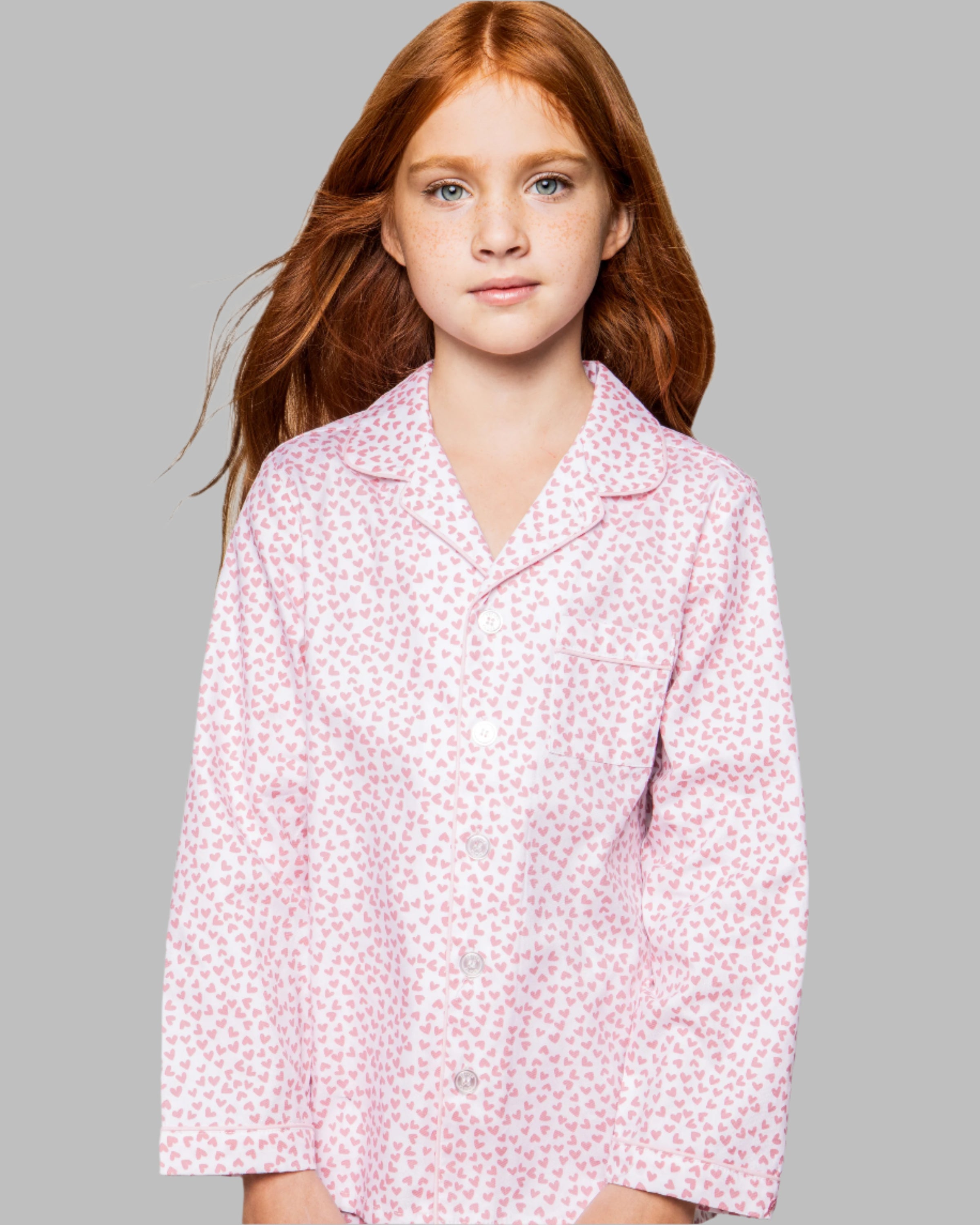 Kid's Twill Pajama Set in Sweethearts