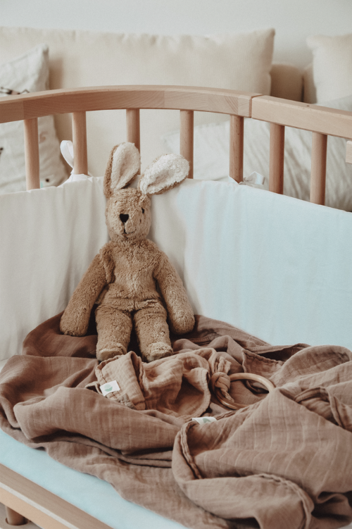 Heirloom-quality Senger beige rabbit with distinctive hand-sewn features