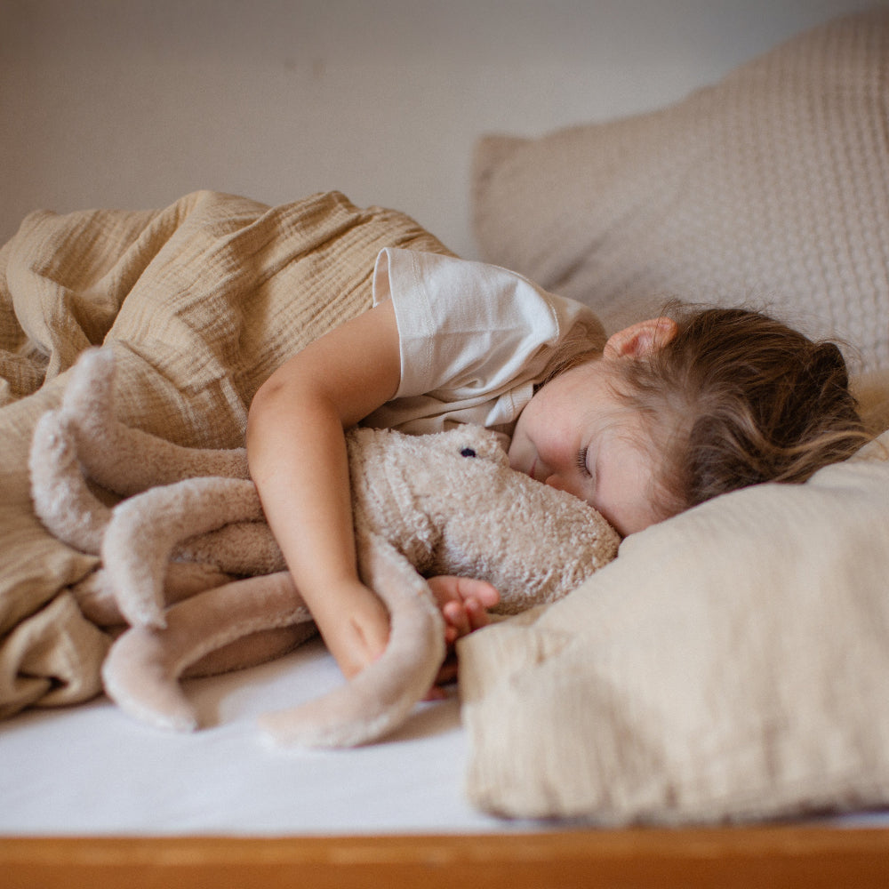 European handcrafted octopus stuffed animal 15 inches tall with grape seed warming pillow