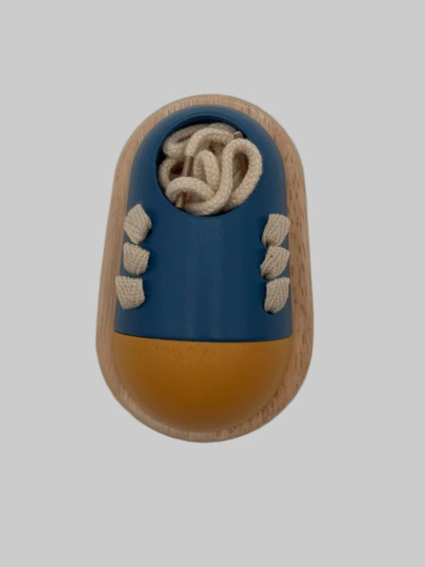 Montessori shoe tying trainer wooden learning tool with laces included practical life skills