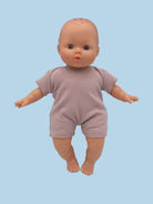 Ribbed doll romper orchid pink 11 inch soft body French cotton OEKO-TEX certified