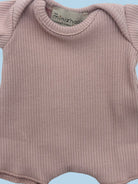 French made doll romper ribbed cotton orchid pink short sleeve design