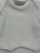 French made doll romper ribbed cotton white short sleeve design