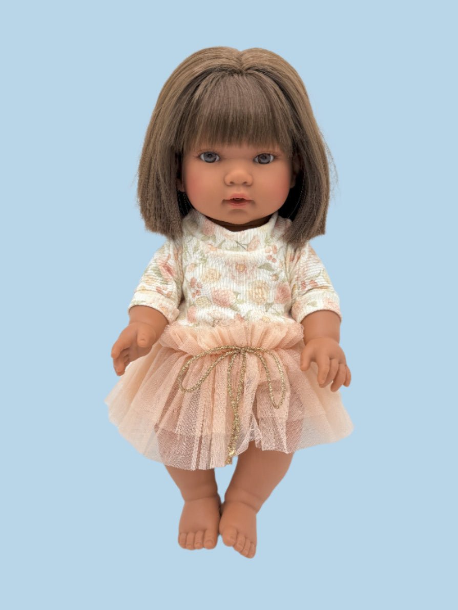 Rose garden doll sweatshirt with blush pink tutu for 11 13 14 inch dolls