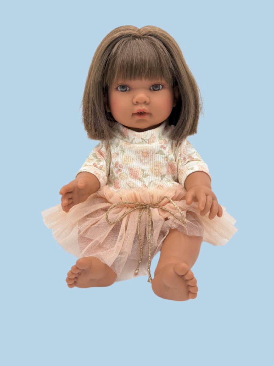 Cotton ribbed doll sweatshirt with roses and matching blush tutu