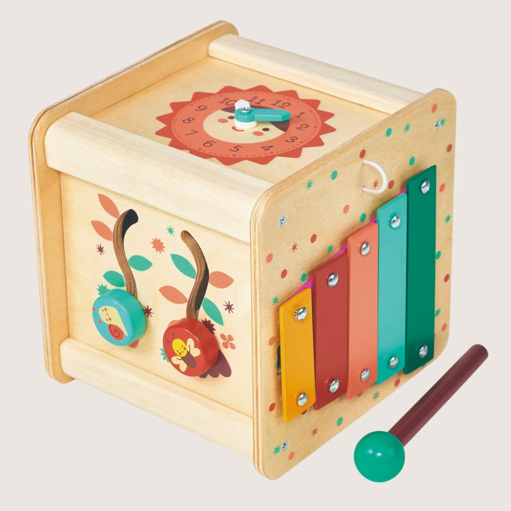 Complete view of six-sided Mentari activity cube with all learning activities visible