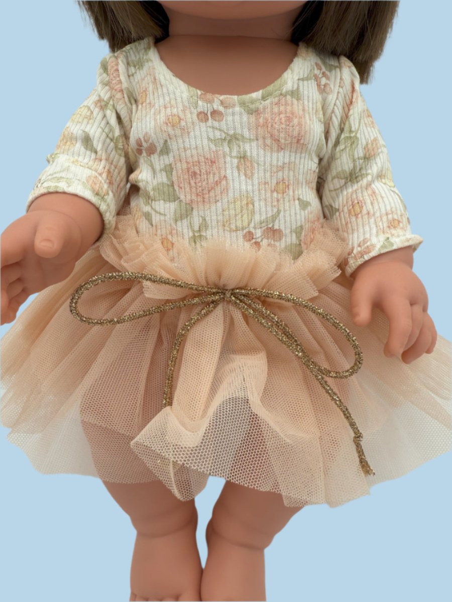 European style doll tutu bodysuit for screen-free imaginative play