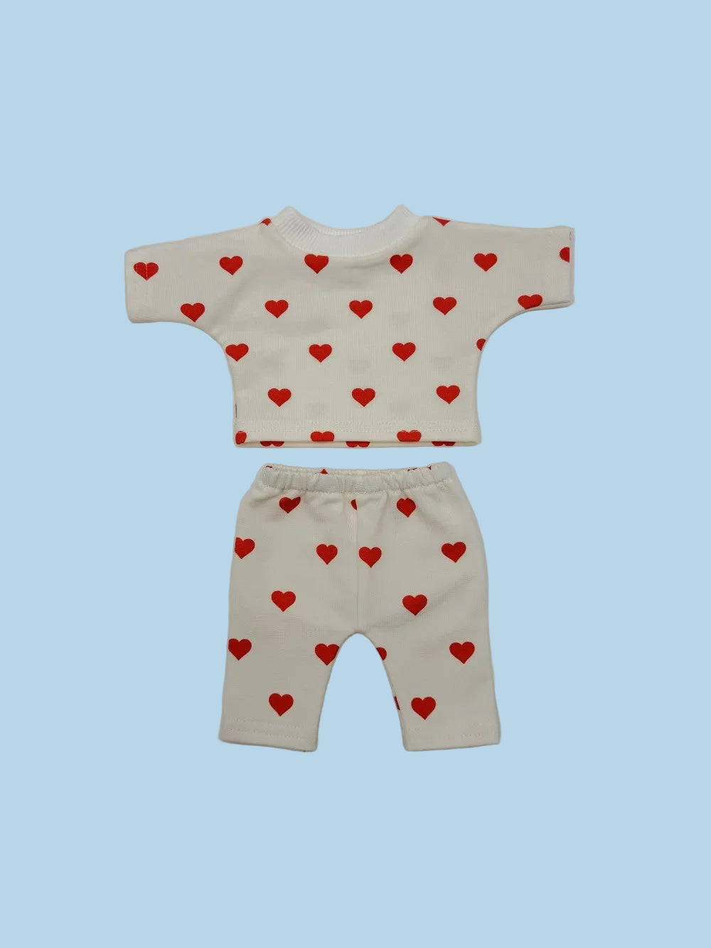 Cream base doll sweatshirt set featuring contrast ribbed collar and coordinating pants