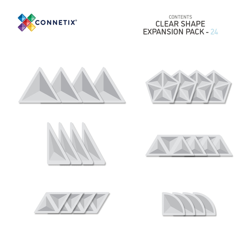 Connetix Tiles CLEAR 24 Piece Shape Expansion Pack