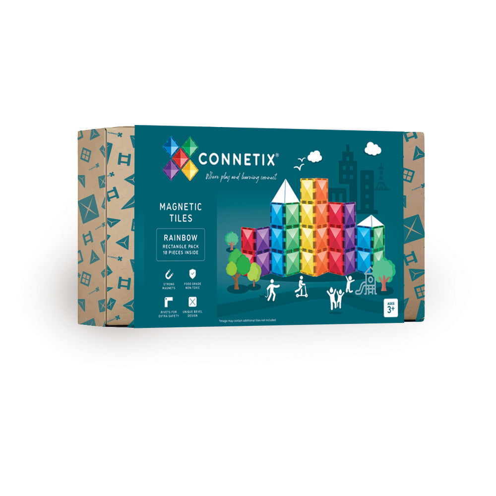 Connetix Tiles RAINBOW 18 Piece Rectangle Pack