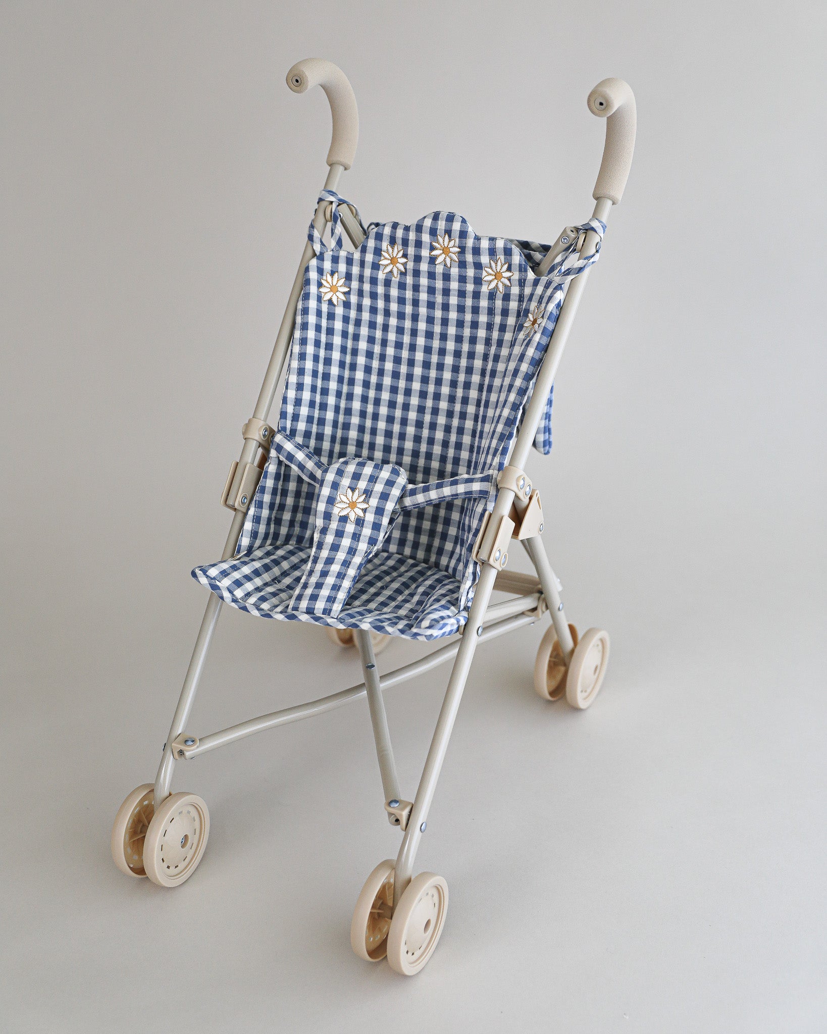 Doll Stroller Captains Blue Check Playroom Collective