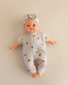 Minikane Doll Clothes | Soft Body Doll Jumpsuit with Headband - Lemons