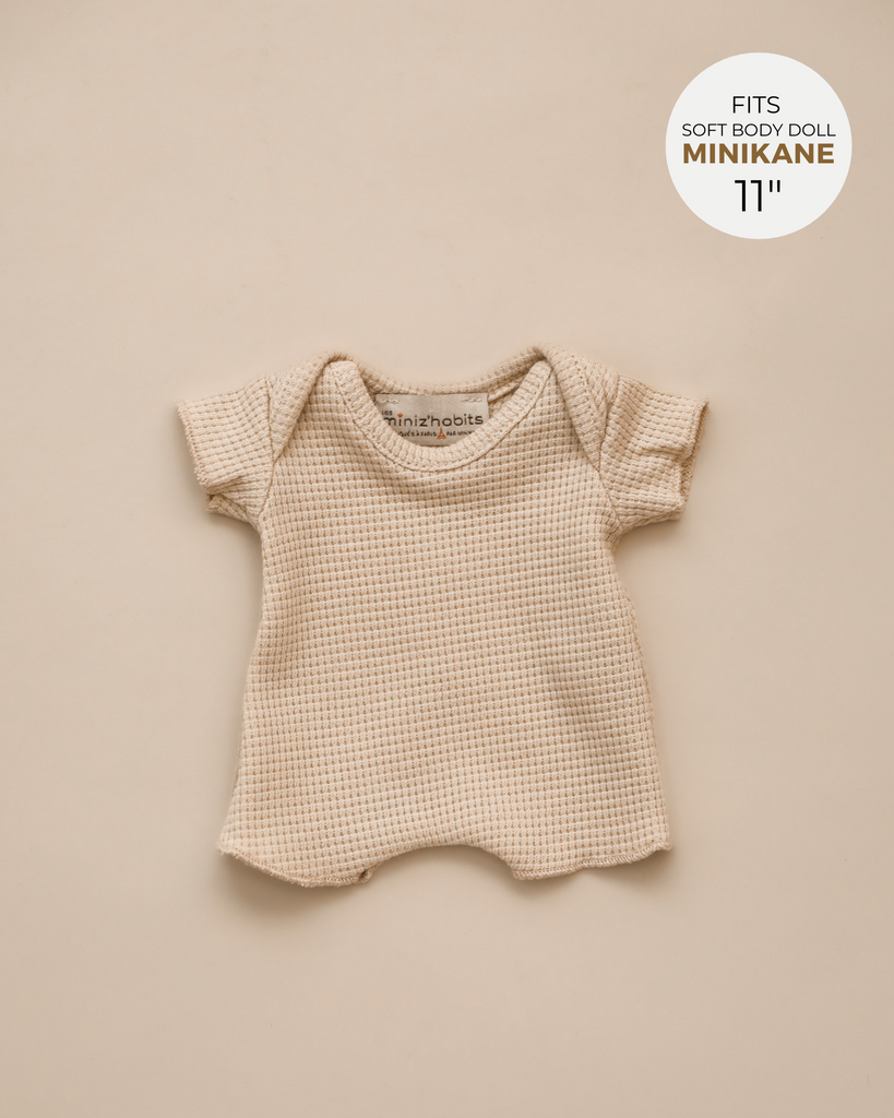 Minikane Doll Clothes | Soft Body Doll Cotton Romper - Linen