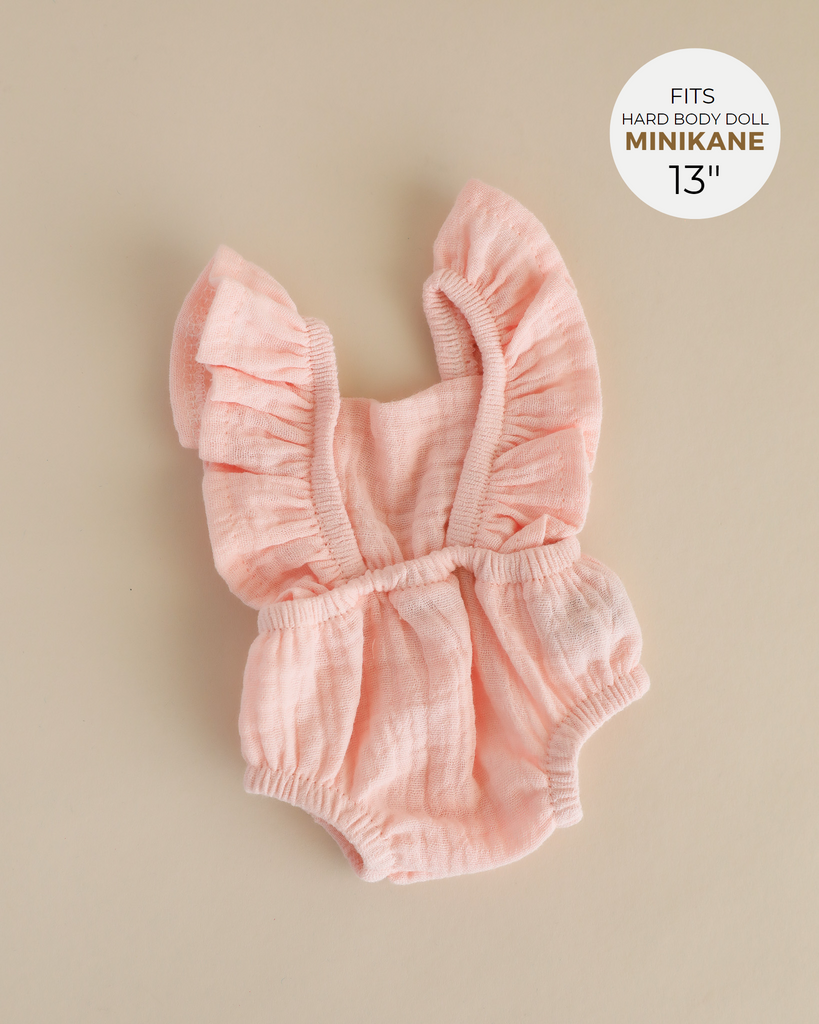 Minikane Doll Clothes | Doll Muslin Romper - Soft Pink