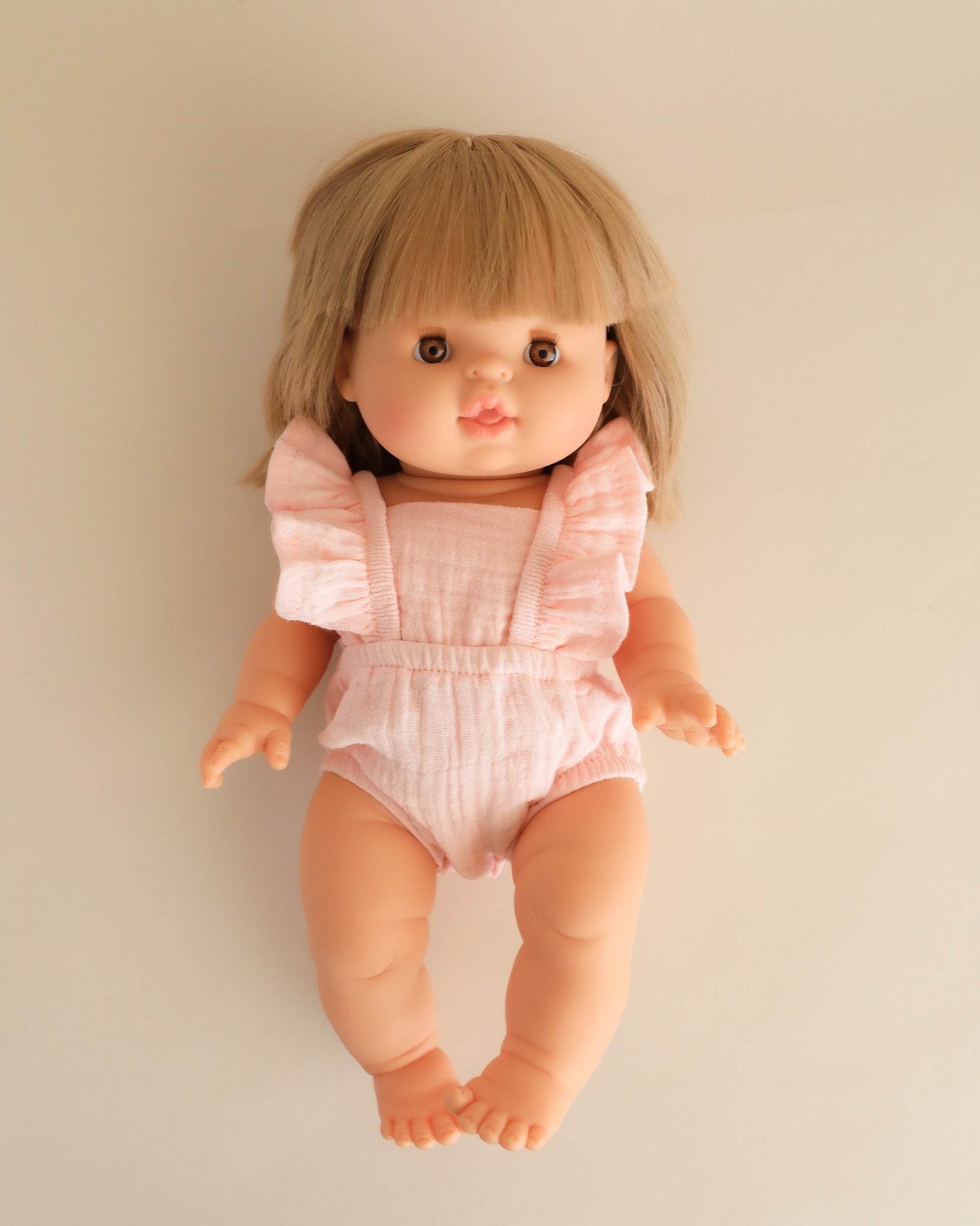 Minikane Doll Clothes | Doll Muslin Romper - Soft Pink