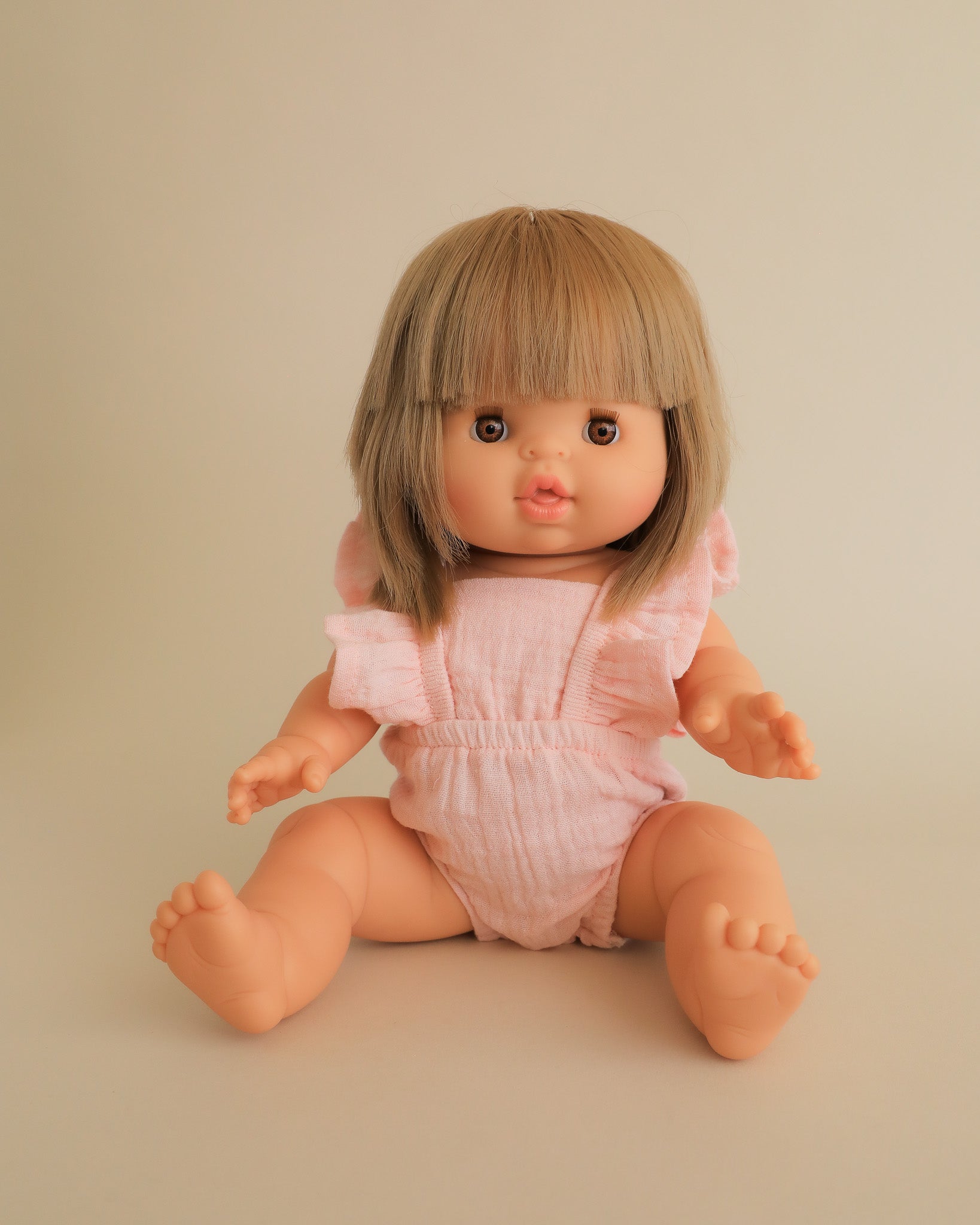 Minikane Doll Clothes | Doll Muslin Romper - Soft Pink
