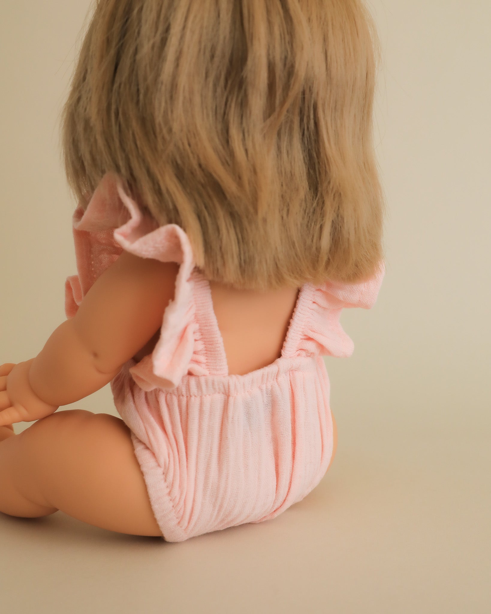 Minikane Doll Clothes | Doll Muslin Romper - Soft Pink