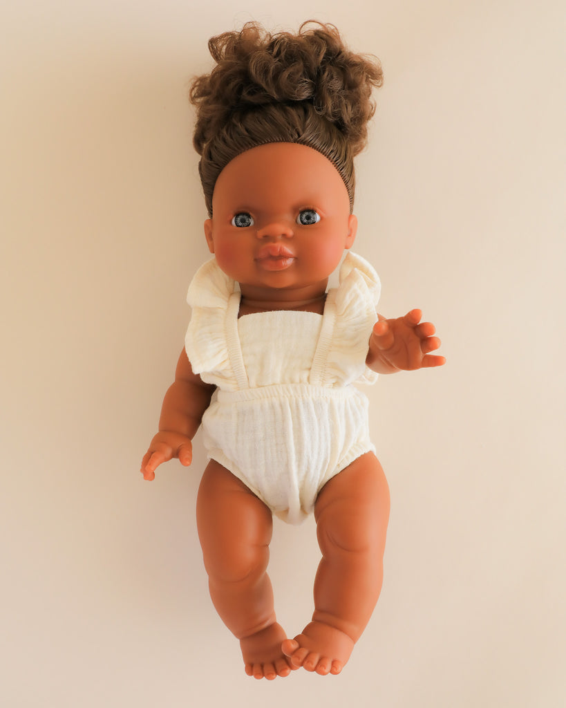 Minikane Doll Clothes | Doll Muslin Romper - White