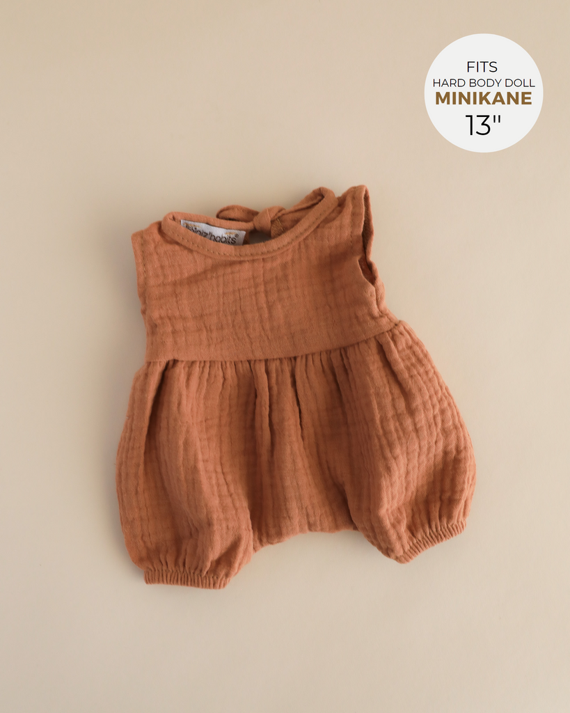 Minikane Doll Clothes | Doll Retro Muslin Romper - Brown
