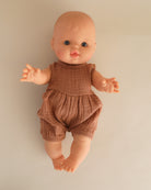 Minikane Doll Clothes | Doll Retro Muslin Romper - Brown