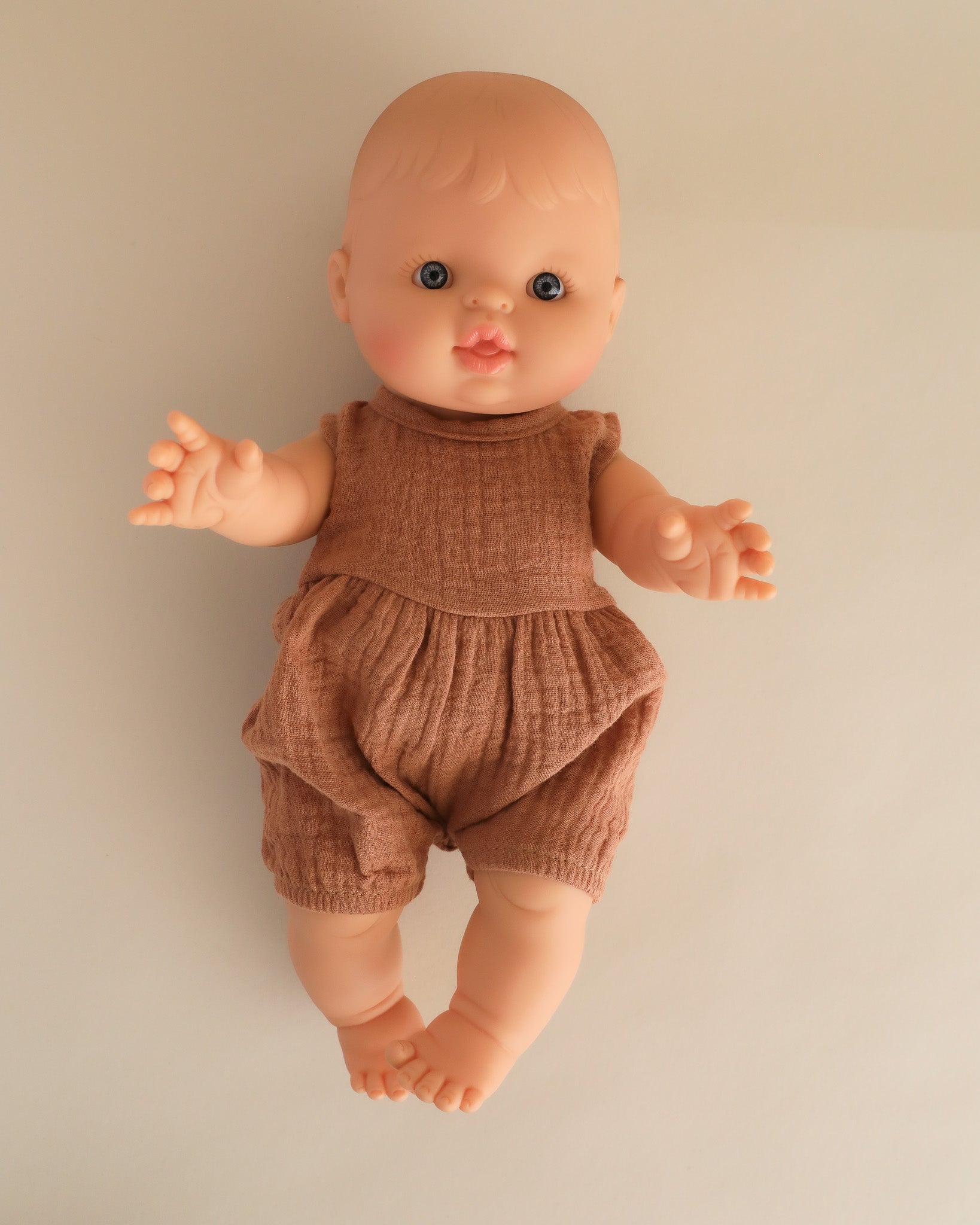 Minikane Doll Clothes | Doll Retro Muslin Romper - Brown