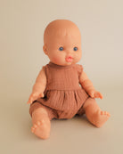Minikane Doll Clothes | Doll Retro Muslin Romper - Brown