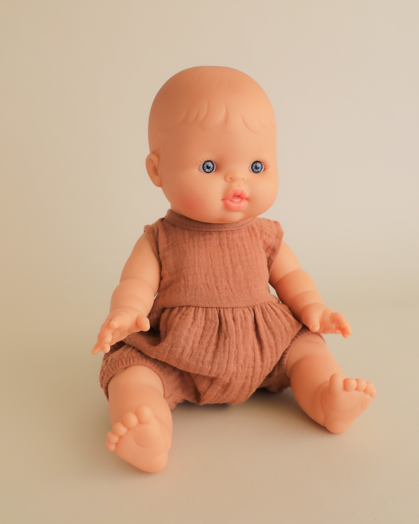 Minikane Doll Clothes | Doll Retro Muslin Romper - Brown
