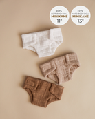Minikane Doll Clothes | Doll Muslin Diapers - Set of 3