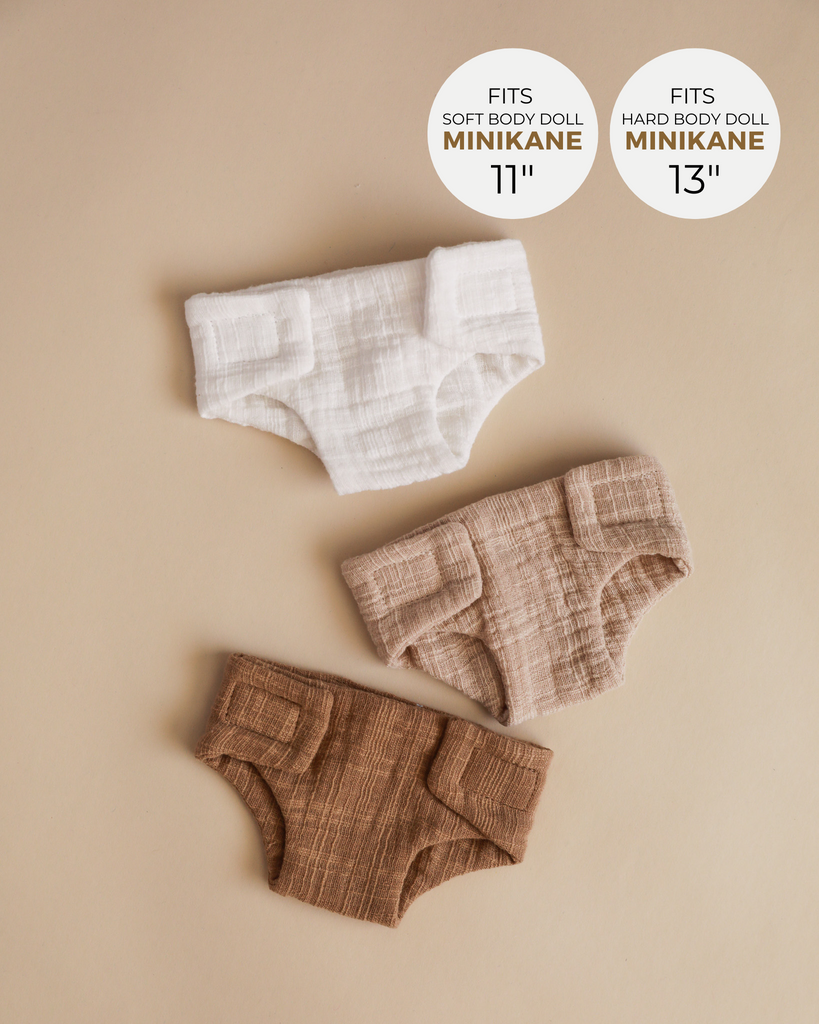 Minikane Doll Clothes | Doll Muslin Diapers - Set of 3