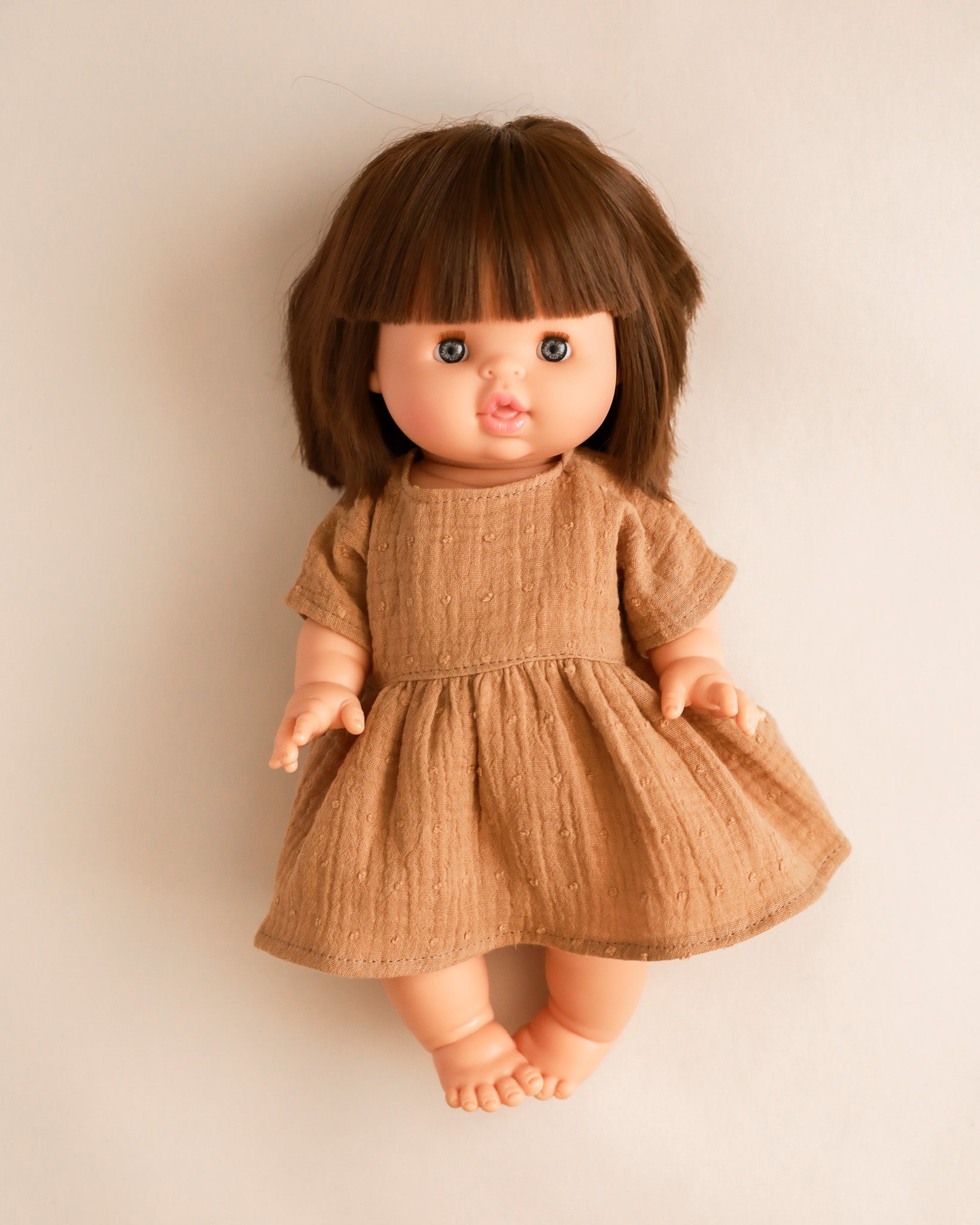 Minikane Doll Clothes | Doll Muslin Dress - Toffee
